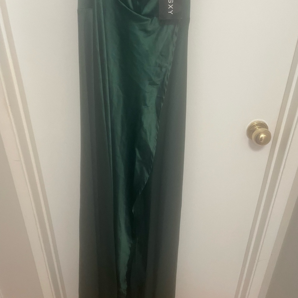 Dark Green Satin Maxi Dress